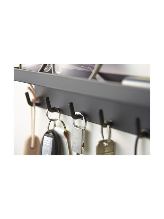 Yamazaki Wall Hanger Smart Metal 6 Hooks Black 24.5x4.5x6cm