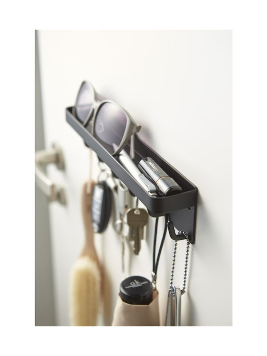 Yamazaki Wall Hanger Smart Metal 6 Hooks Black 24.5x4.5x6cm