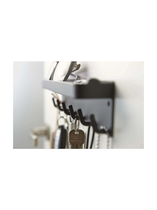 Yamazaki Wall Hanger Smart Metal 6 Hooks Black 24.5x4.5x6cm