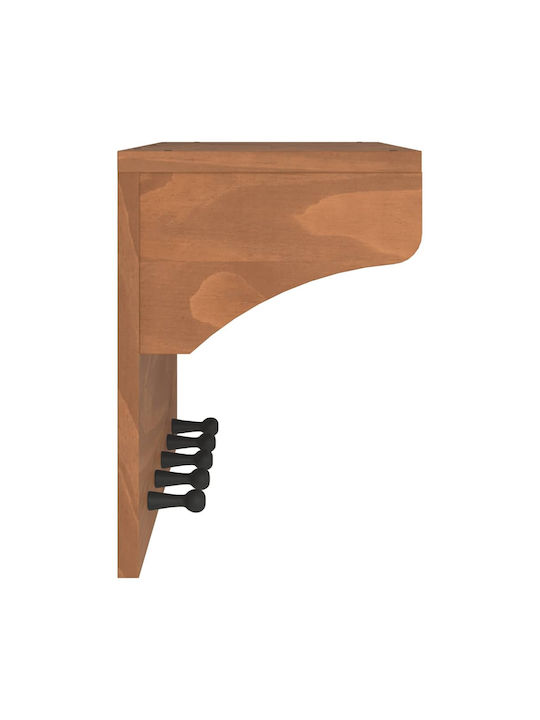 vidaXL Wooden Wall Hanger 5 Hooks Brown 87x30cm