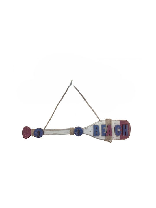 Etoile Wooden Wall Hanger Beach Paddle DL-433 with 2 Slots White/ Blue 60x13cm 1pc