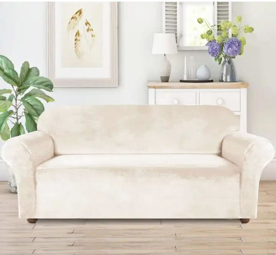 Ελαστικό Κάλυμμα Τριθέσιου Καναπέ Μπεζ - Beige 190x230cm