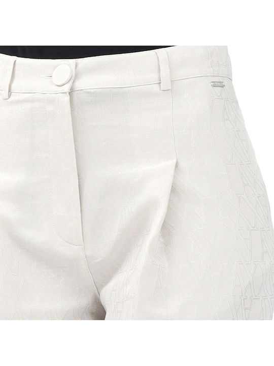 Damen Hochbund Stoff Hose in Gerader Bein Stil Beige