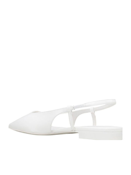 Women's Ballerina Shoes Slingback in Patent Leather in White Color