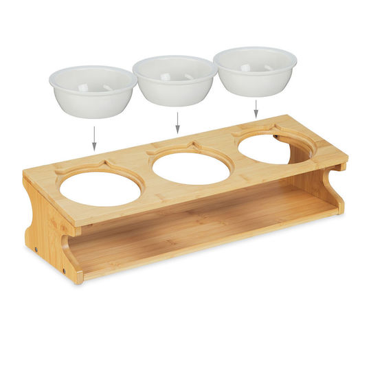 Relaxdays Ceramică Bol Mâncare pentru Câine & Pisică pe Bază 400ml 17.5cm în Culoare Bej