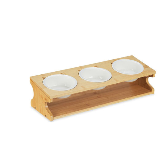 Relaxdays Ceramică Bol Mâncare pentru Câine & Pisică pe Bază 400ml 17.5cm în Culoare Bej