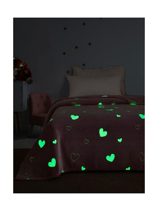 Sunshine Fleece Blanket Hearts Fluorescent Pink 160x220cm 041-52-01-Hearts