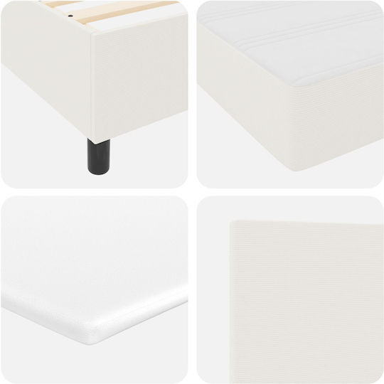 Doppelbett Bezogen mit Stoff Ecru mit Lattenrost & Matratze 160x200cm