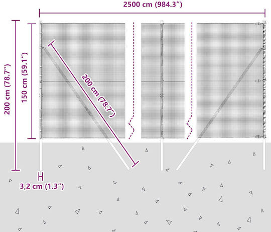 vidaXL Συρματόπλεγμα Γαλβανιζέ Σετ Ασημί 1.5x25m