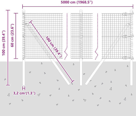 vidaXL Ситова мрежа Зелен 0.6x50м