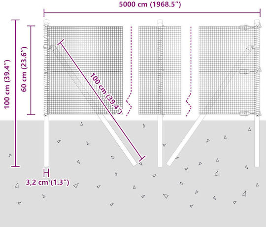 vidaXL Plasă de sârmă Galvanizat Module Verde 0.6x50m