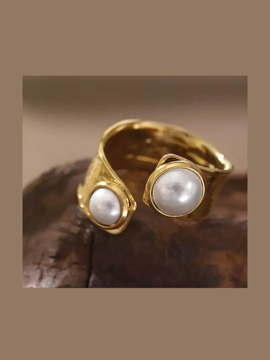 Damen Ring aus Stahl Vergoldet