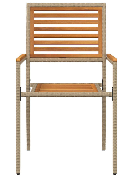 Outdoor-Stuhl Rattan Garten Beige mit Kissen 2Stück 54x56x90εκ.