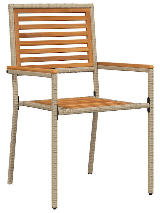 Outdoor-Stuhl Rattan Garten Beige mit Kissen 2Stück 54x56x90εκ.