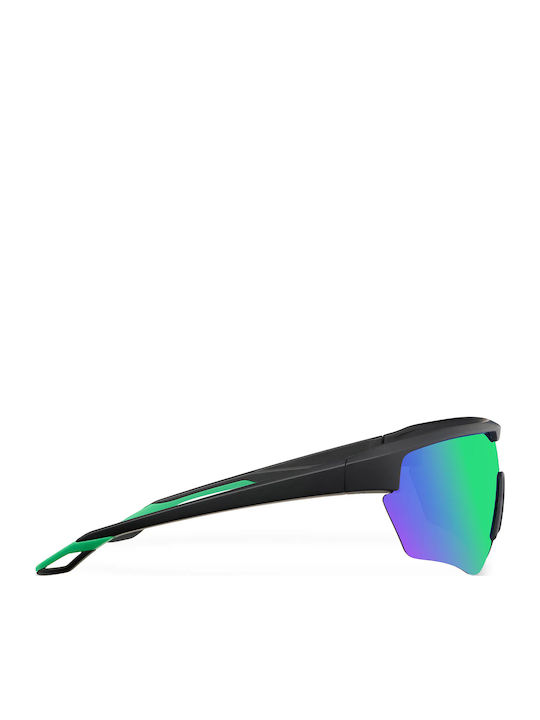 Meller Lila Unisex Sunglasses with Black Horn-Rimmed Frame and Green Polarized Mirror Lens LL-TUTGREEN