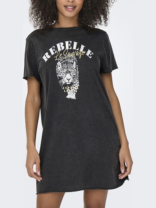Life Summer Mini T-Shirt Dress Rebelle Black