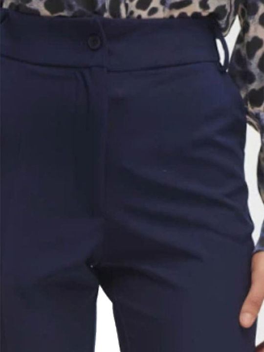 Damen Hoch tailliert Stoff Hose Navy