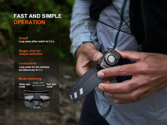 Fenix Rechargeable Headlamp LED IP66 with Maximum Brightness 500lm White