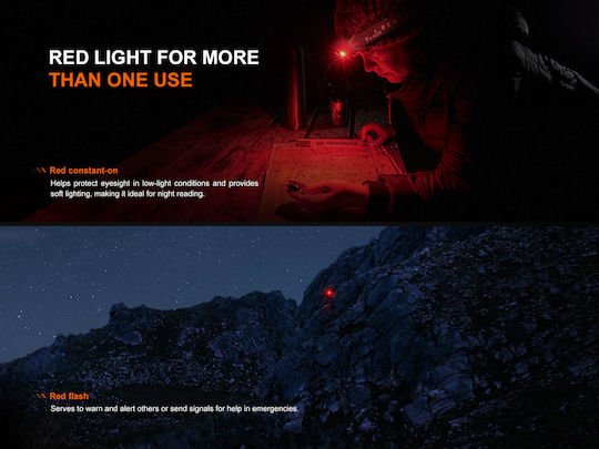 Fenix Rechargeable Headlamp LED IP66 with Maximum Brightness 500lm White