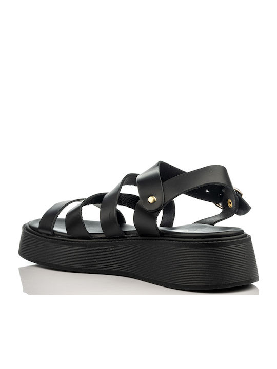 Women's Leather Platform Shoes Black