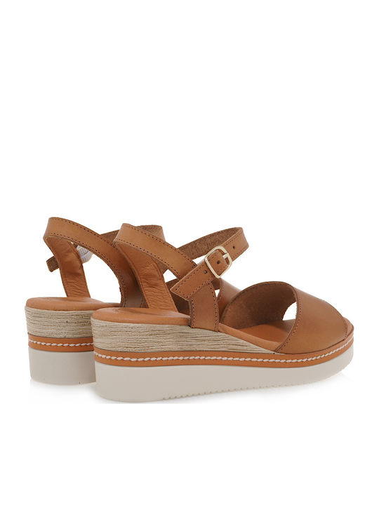 Women's Leather Platform Shoes Tabac Brown