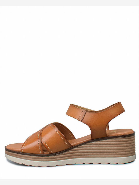 Women's Leather Platform Shoes Tabac Brown