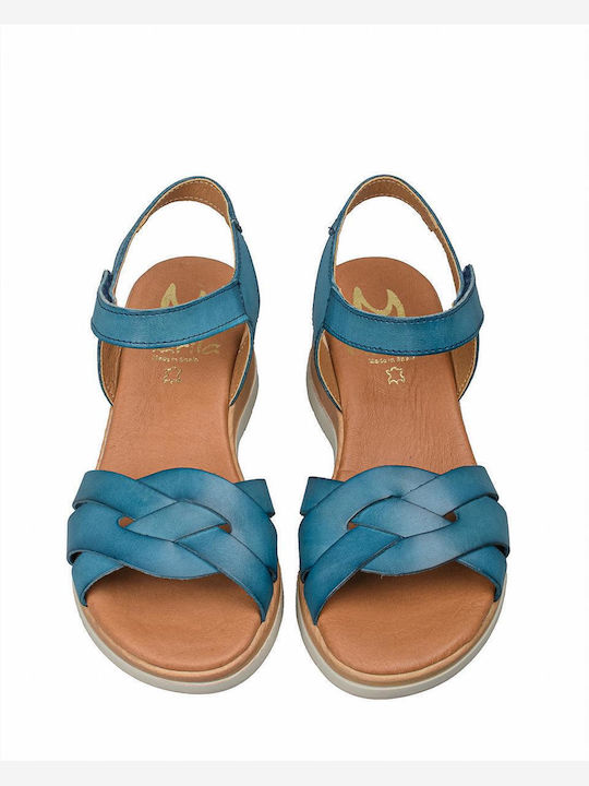 Women's Leather Platform Shoes Blue
