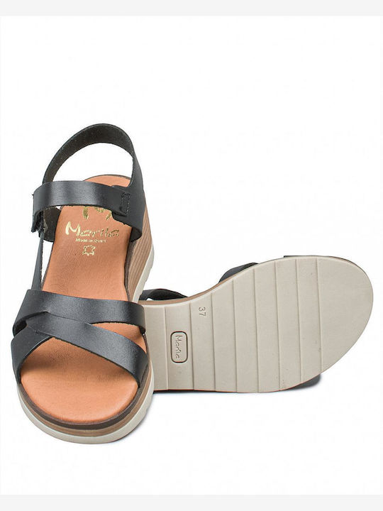Women's Leather Platform Shoes Black