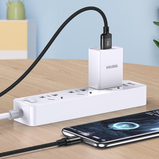 Kakusiga Geflochten USB 2.0 Kabel USB-C männlich - USB-A 15W Schwarz 1m (KSC-970-C-BK)