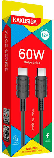 Kakusiga Regular USB 2.0 Cablu USB-C bărbătesc - USB-C 60W Negru 1.2m (KSC-710-CC-BK)