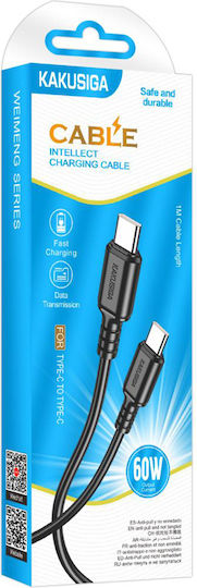 Kakusiga USB 2.0 Cable USB-C male - USB-C 60W Μαύρο 1m KSC-982-CC-BK
