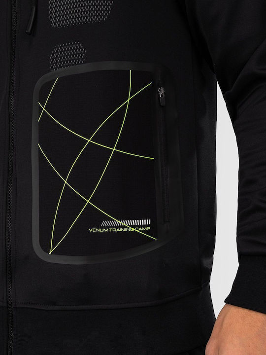 Hooded Cardigan Black Neon Green