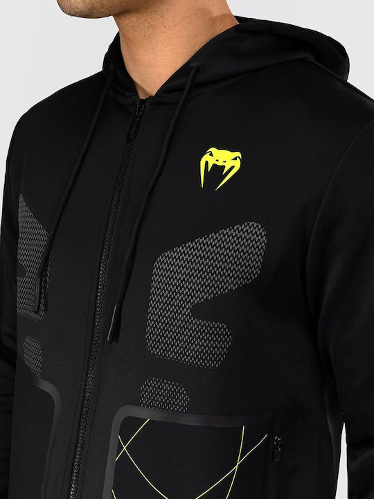 Hooded Cardigan Black Neon Green