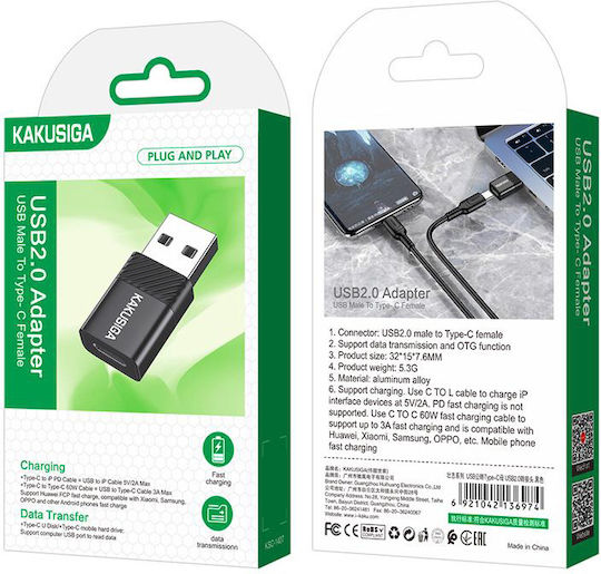 Kakusiga Konverter USB-A männlich zu USB-C weiblich 1Stück KSC-1407
