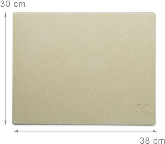 Set Piatră de Copt pentru Pizza Relaxdays Set Cu Lopată Din Lemn și Bază Metalică 38 X 30 X 1.5 Cm Bej 10020488