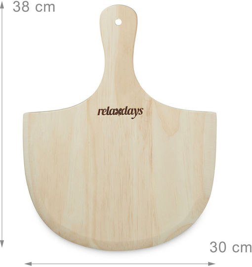 Set Piatră de Copt pentru Pizza Relaxdays Set Cu Lopată Din Lemn și Bază Metalică 38 X 30 X 1.5 Cm Bej 10020488