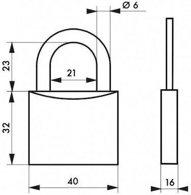 Thirard Bronze Padlock Brass with Key 40mm 1pcs