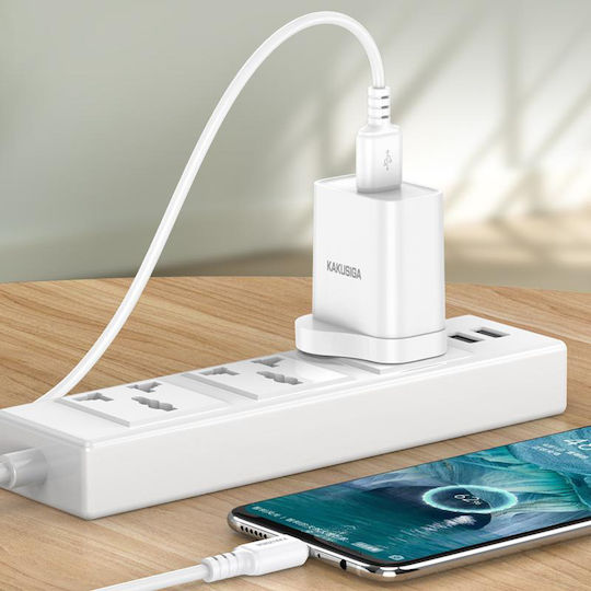 Kakusiga Regular USB 2.0 to micro USB Cable Λευκό 1m KSC-982-M-WH 1τμχ