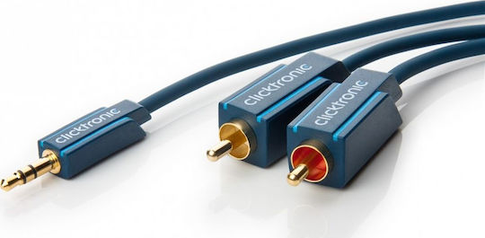Clicktronic Кабел За Звук 3,5 мм Мъжки - 2x RCA Мъжки Син 7,5 м Със Златни Жак Конектори