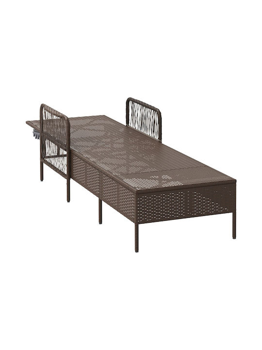 Ξαπλώστρα Rattan με Μαξιλάρι Καφέ 157x55x92εκ.
