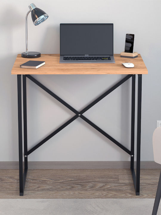 Γραφείο Verne Ξύλινο Pine Oak με Μεταλλικά Πόδια 75x52x73.8εκ.