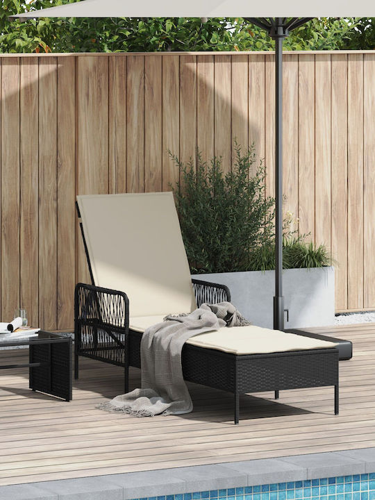 Deckchair Rattan Black 157x55x92cm.