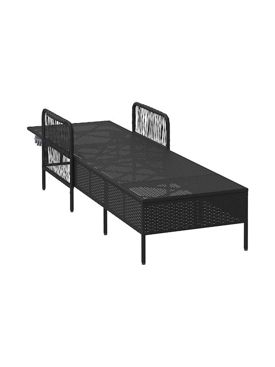 Deckchair Rattan Black 157x55x92cm.