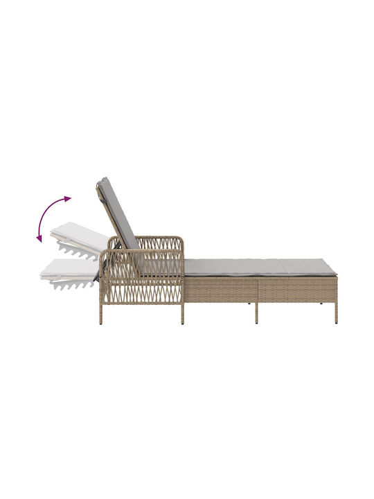 Ξαπλώστρα Rattan με Μαξιλάρι Μπεζ 157x55x92εκ.