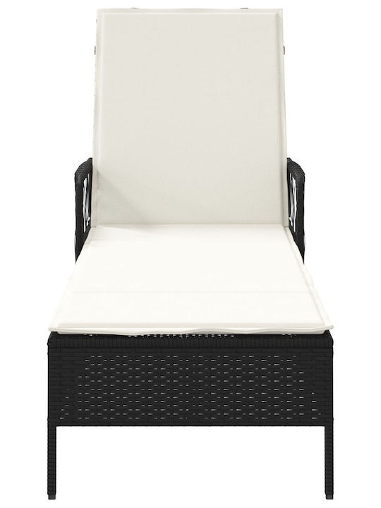 Deckchair Rattan Black 157x55x92cm.