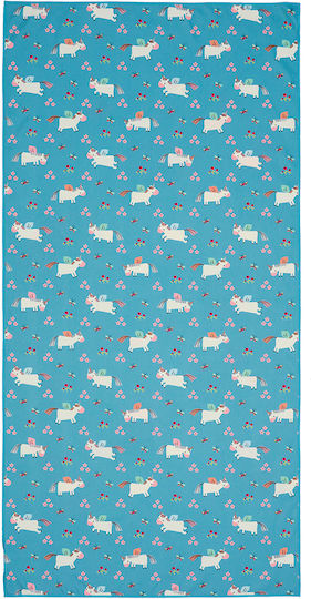 Kentia Float Kinder-Strandtuch Hellblau Einhörner 140x70cm