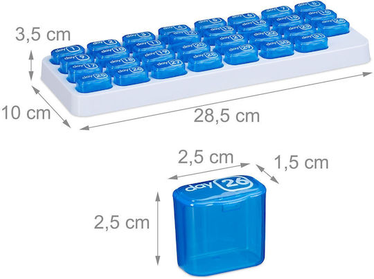 Set aus 2 Medikamentenboxen, unterteilt in 31 Tage, Blau Grün