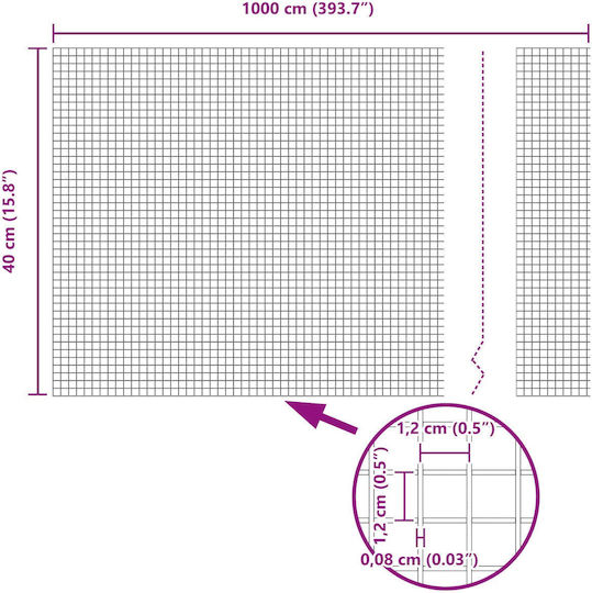 vidaXL Συρματόπλεγμα Σετ Γκρι 0.4x10m