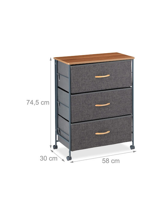 Noptieră Lemnoasă cu Picioare Metalice Gri 30x74.5x58cm