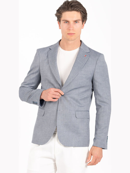Summer Men’s Suit Jacket with Slim Fit Bahama Blue